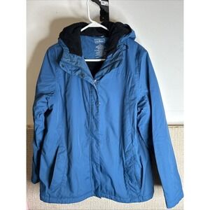 L.L. Bean Winter Warmer Jacket Womens Size L Teal Blue Fleece Lined Coat Nylon